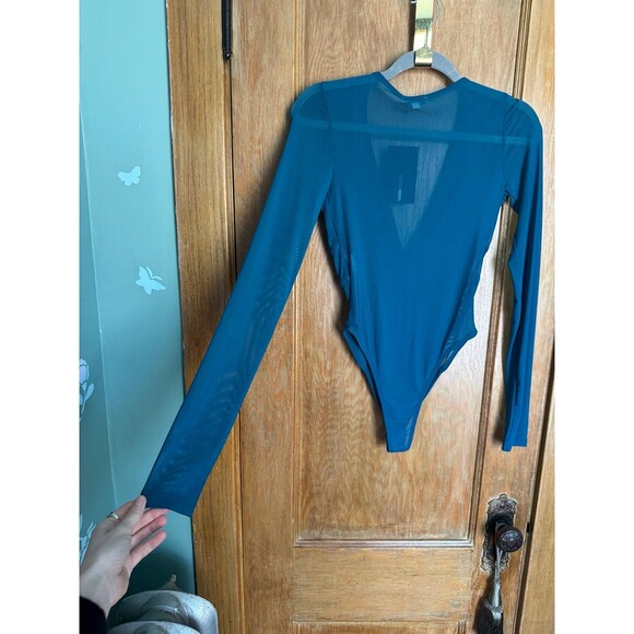 Bright blue sheer long sleeve bodysuit - Picture 8 of 8